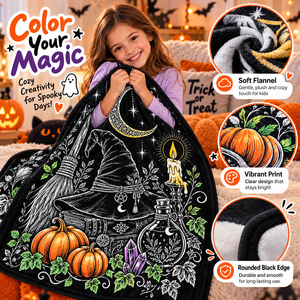 Halloween DIY Coloring Throw <b>Blanket</b> Rectangular Flannel Pumpkin Pattern Home Decor Autumn Seasonal Kids Activity <b>Blanket</b> - Product Image 5