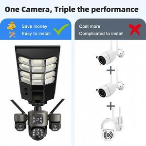 Caméra de surveillance solaire WiFi IP 4G étanche PTZ pour extérieur, vision nocturne, panoramique/inclinaison <span class=keywords><strong>360</strong></span>°, double objectif, audio bidirectionnel, carte mémoire Cloud 10x - Product Image 2