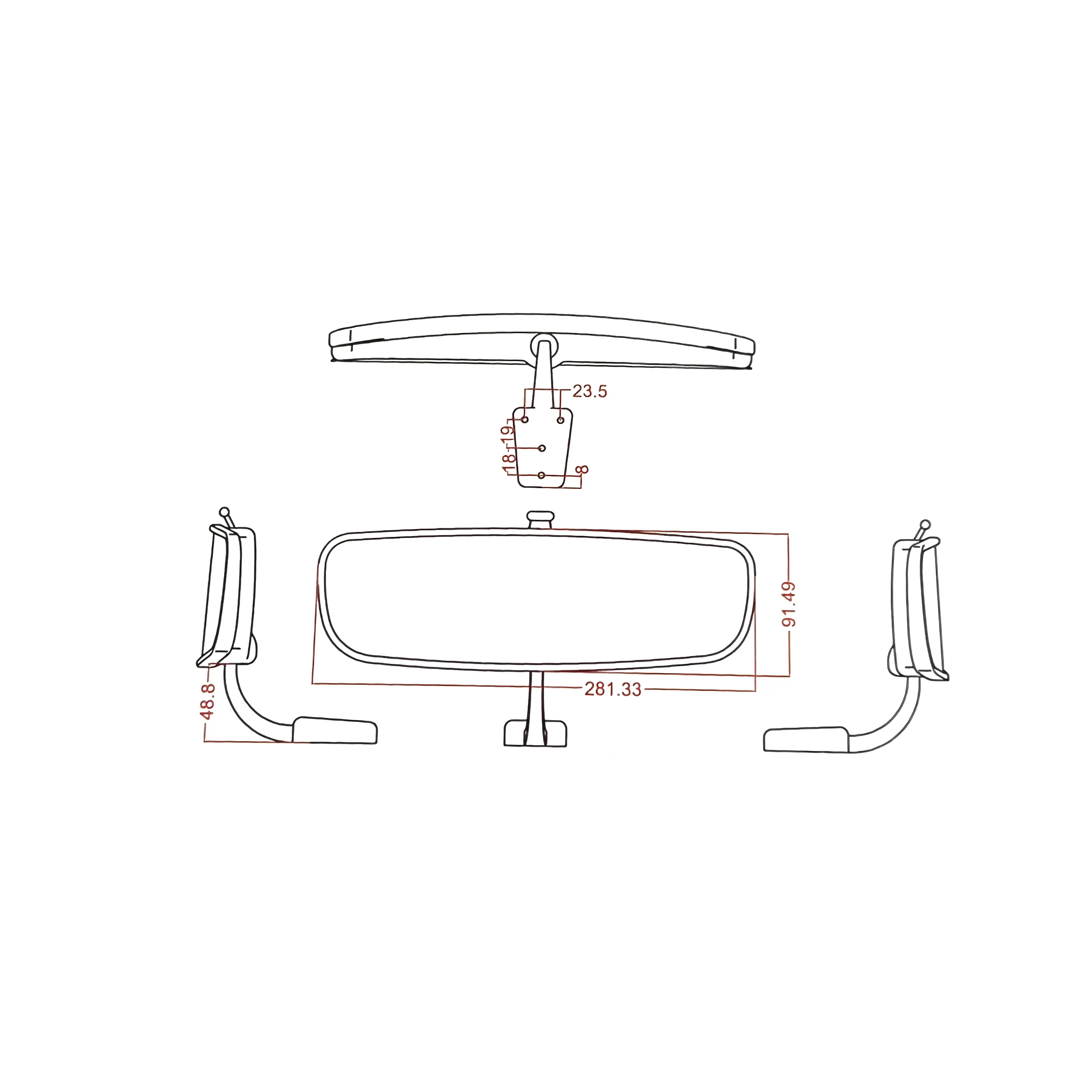 Kaca Spion Parkir Kaca Cermin Interior Bus Mobil Universal