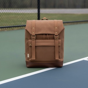 Pickleball Waxed Duck Canvas Flap <b>Backpack</b> Holds 2 Paddles 16Oz Custom Logo Wholesale Tennis Padel Racket <b>Backpack</b> - Product Image 3