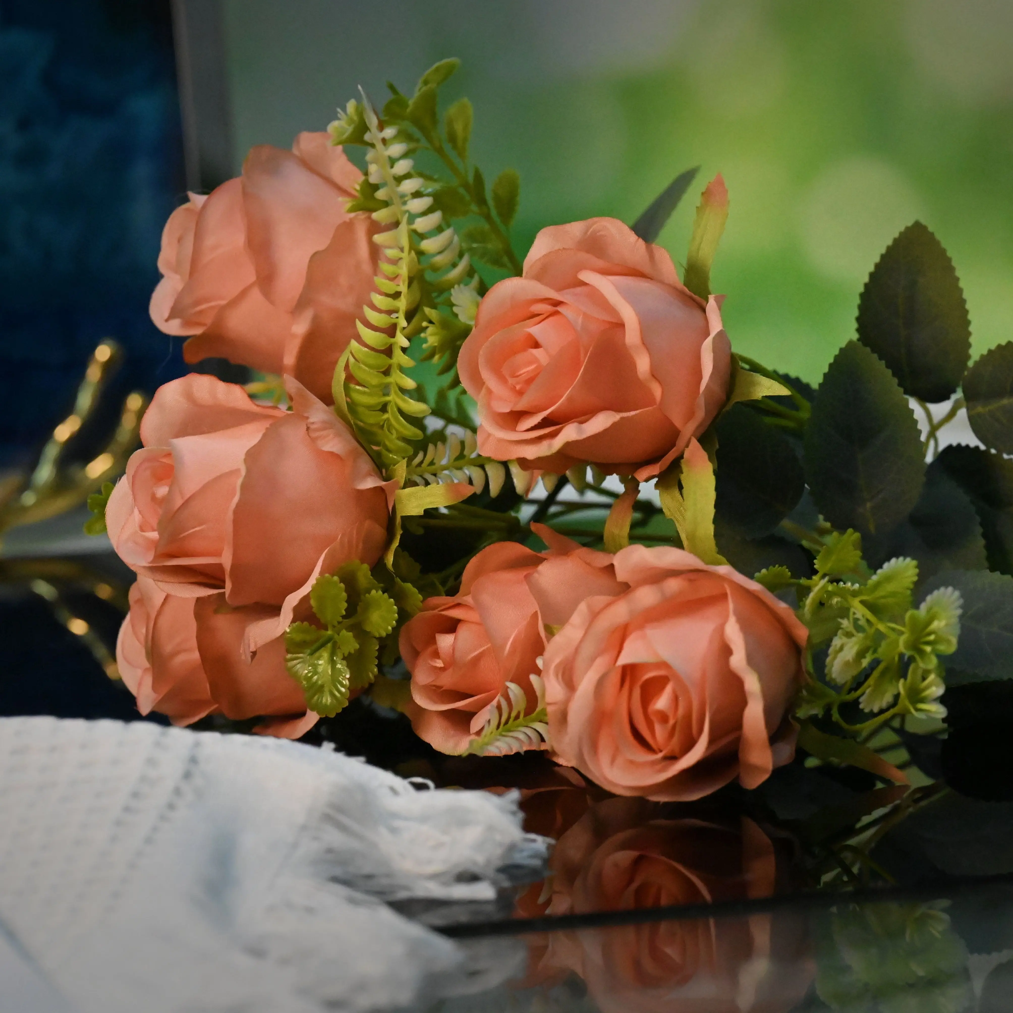 ורד פרחים מלאכותיים בודד פרח ורד לאירועי חתונה קישוט מסיבה