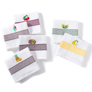 Serviettes de cuisine 100% coton pur, séchage rapide, motif fruit brodé, rectangulaires, multifonctionnelles, usage domestique - Product Image 1