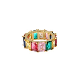 Dainty Brass 18k Gold Plated Baguette Rainbow <b>Rings</b> Finger Moonstone <b>Statement</b> <b>Ring</b> Jewelry Women Free Shipping - Product Image 4