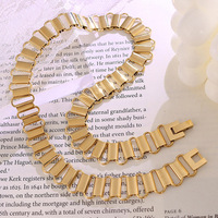 Ensembles de bijoux à boucle ovale creuse simple 18K plaqué or en acier inoxydable lisse plaque carrée collier bracelet bague ensembles
