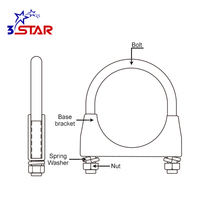 Collier de serrage en U en acier inoxydable pour tuyau, support de fixation pour tuyau d'échappement en acier