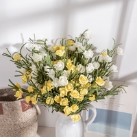 MW21801 Fleurs artificielles pour décoration de maison et de mariage, spray de rose miniature en mousse PE avec 9 têtes de fleurs