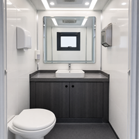 Remorque Sanitaire Mobile de Luxe à 3 Stations, Toilettes Portables à Panneaux Double Paroi pour Écoles, Bureaux et Hôpitaux