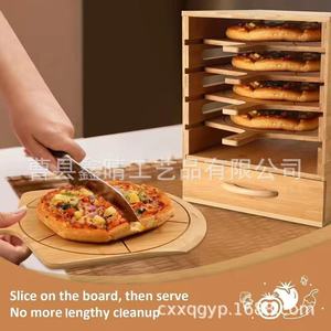 <b>Wooden</b> Pizza Peel Double Sided With Grooves For <b>Slicing</b> And Serving Pizza - Product Image 3