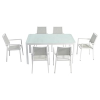 derne 7 pièces patio Restaurant salle à manger ensemble meubles extérieur 6 places jardin table en aluminium et chaises en vente