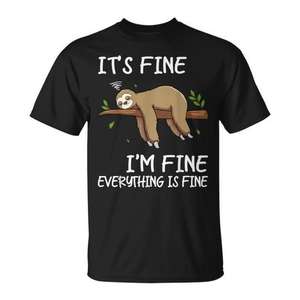 Camiseta informal para hombre con estampado de lazoja perezosa, Its Fine Im Fine Everything Is Fine - Product Image 1