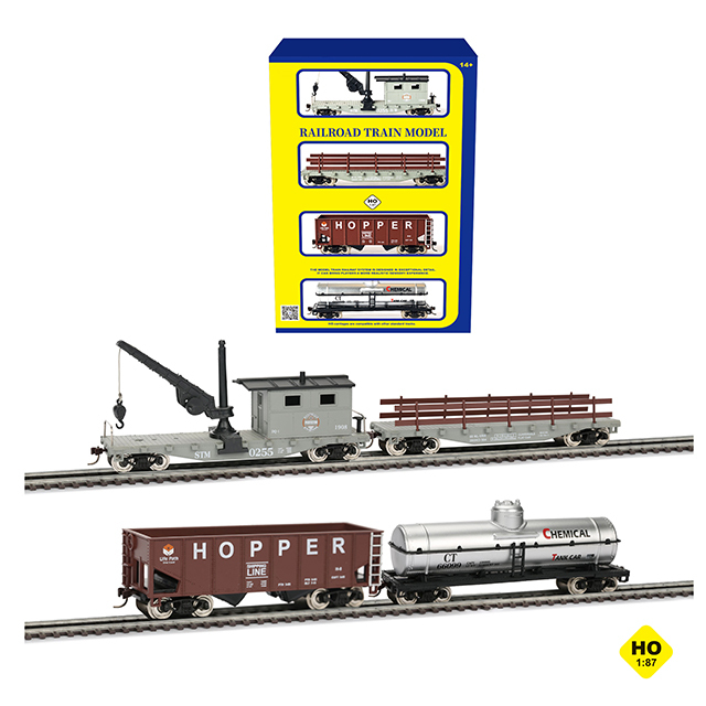 HO Scale 1:87 Railway Freight Wagon Set 4PCS Metal Wheels Model Train Rolling Stock Wholesale
