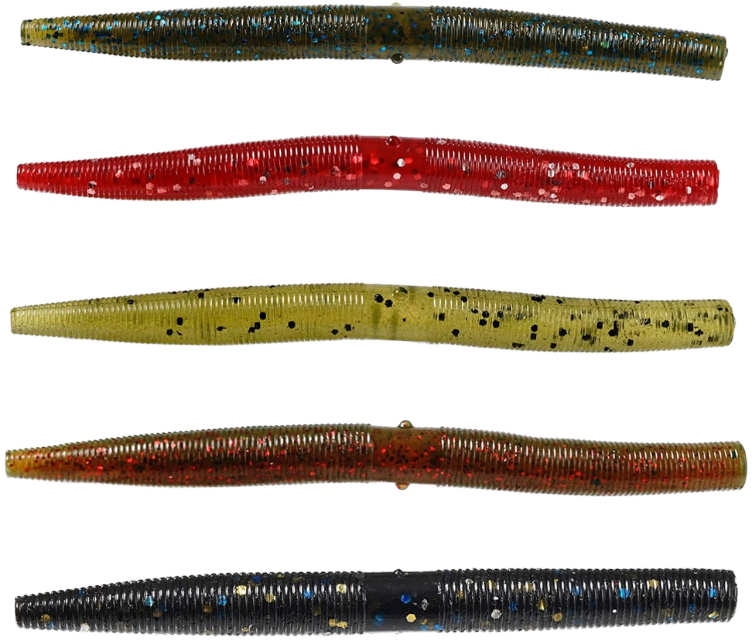 bass lure worm with 4 hooks Ultimate Wacky Fishing Kit: 32 Vibrant Worms, Hooks, and More!  GOTURE this lineup is crafted to enhance precision and performance in any fishing scenario Mister Twister 4Ringworm  Musky