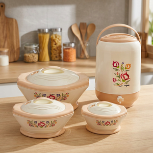Ensemble isotherme de luxe en acier inoxydable pour aliments, motif floral, couvercle à rabat - Product Image 3