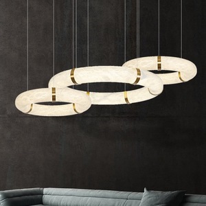 Multi-Style Moderne Luxe Marbre Naturel Albâtre Anneau Led Pendentif Suspension Lumière Pour Salle À Manger Cuisine Îlot - Product Image 4