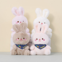 En gros, Porte-clés pendentif en peluche lapin mignon avec écharpe de dessin animé, mini jouet en peluche, décoration de sac