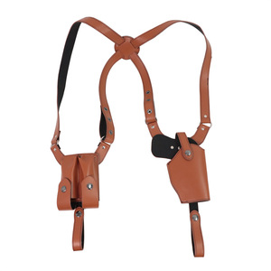 Universal Brown <strong>Leather</strong> <strong>Tactical</strong> <strong>Vest</strong> with Mag Pouch and Gun Holster PC Material Unisex for Training - Product Image 3