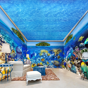 Peintures murales 3D personnalisées pour toute la maison, papier peint <span class=keywords><strong>mural</strong></span> pour fond de scène 'Monde sous-marin estival frais', papier peint <span class=keywords><strong>mural</strong></span> pour <span class=keywords><strong>aquarium</strong></span> et piscine - Product Image 4