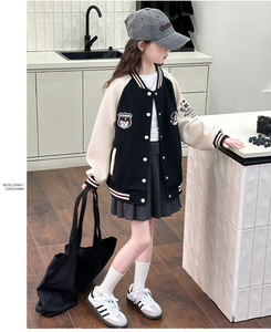 Chaqueta de Béisbol Informal para Niñas, Transpirable, de Poliéster/Algodón, con Estampado de Dibujos Animados, Cierre de Botones, para <span class=keywords><strong>Adolescentes</strong></span>, Primavera/Otoño - Product Image 4