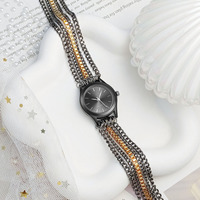 Bracelet de montre élégant en métal enveloppé, montre dorée pour femme, montres à quartz tendance et populaires pour femmes, vente en gros