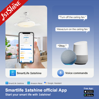 Ventilador de Techo Inteligente 1stshine Retráctil con Iluminación de 3 Colores, Bajo Consumo de Energía, Ahorro Energético, con Aspas Ocultas
