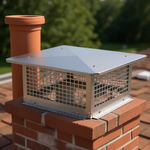 D0100H53LPJ Cache-tourneflue en acier inoxydable 304 avec maille, 17 x 17 pouces, pour accessoires de cheminée, design minimaliste - Product Image 2