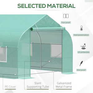 Serre <span class=keywords><strong>tunnel</strong></span> autoportante 19,4x9,7x7,4 pieds, serre à arceaux, serre pour plantes, serre chauffée avec cadre en acier galvanisé, PE vert - Product Image 3