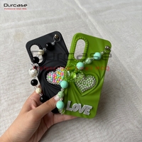 Coloré Étanche Compatible Durable Décoration Belle Coeur Diamant Téléphone Cas avec Sangle pour Infinix HOT30 HOT40 HOT50