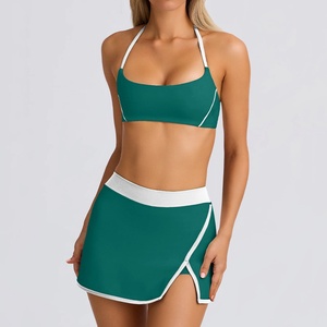 2025 all'ingrosso reggiseno antiurto Sexy tute da Golf per ragazze gonne a <span class=keywords><strong>2</strong></span> strati set di allenamento traspiranti da donna da Tennis - Product Image 3