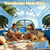 Carpa de Camping Familiar para 6 Personas, Doble Capa, Impermeable, Resistente al Viento, Portátil, Fácil de Instalar con Toldo |   Poliéster para las 4 Estaciones