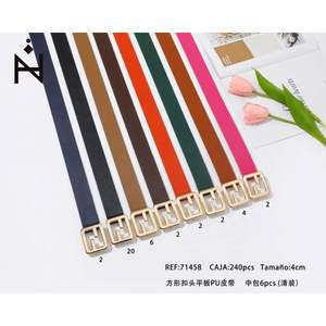 Ceinture plate en PU avec boucle carrée Az, 4 cm, style classique pour femmes et hommes, tenue décontractée - Product Image 1