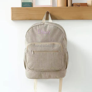 <span class=keywords><strong>Sac</strong></span> <span class=keywords><strong>à</strong></span> <span class=keywords><strong>dos</strong></span> en velours côtelé personnalisé brodé sur mesure pour étudiants, idéal pour l'école et l'usage quotidien (vente en gros) - Product Image 5