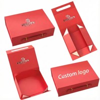 Boîte cadeau pliable haut de gamme avec poignée en PU, impression quadricolore, fermeture magnétique à feuille d'or personnalisée, portable et sans assemblage