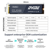 قرص صلب داخلي OEM M.2 NVMe SSD 2280 بسعات 256 جيجا/512 جيجا/1 تيرابايت، أداء عالي السرعة، منفذ توسعة SATA، سرعة قراءة عالية للكمبيوتر المكتبي/المحمول