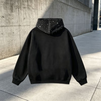 Özel Yapım Graffiti Patchwork Baskılı Büyük Beden Kalın Polar Kapüşonlu Sweatshirt Y2K Sokak Modası Fermuarlı Kapüşonlu Üst