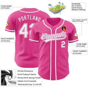 Maillot de baseball personnalisé rose blanc Chemises à manches courtes à rayures personnalisées Créez votre propre ensemble de softball Hip Hop - Product Image 2