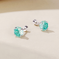 925 Silber Eisgrüne Kristall-Kleeblatt-Ohrstecker für Damen, Blumen-Ohrstecker mit AAA Zirkon, Geburtstagsgeschenk BSE1299