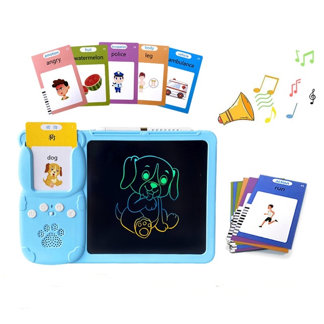 Talking Flash Cards Drawing Tablet Learning Machine for Age 2-5 Kids Montessori & Autism Sensory Toys ABS Material Unicorn Model