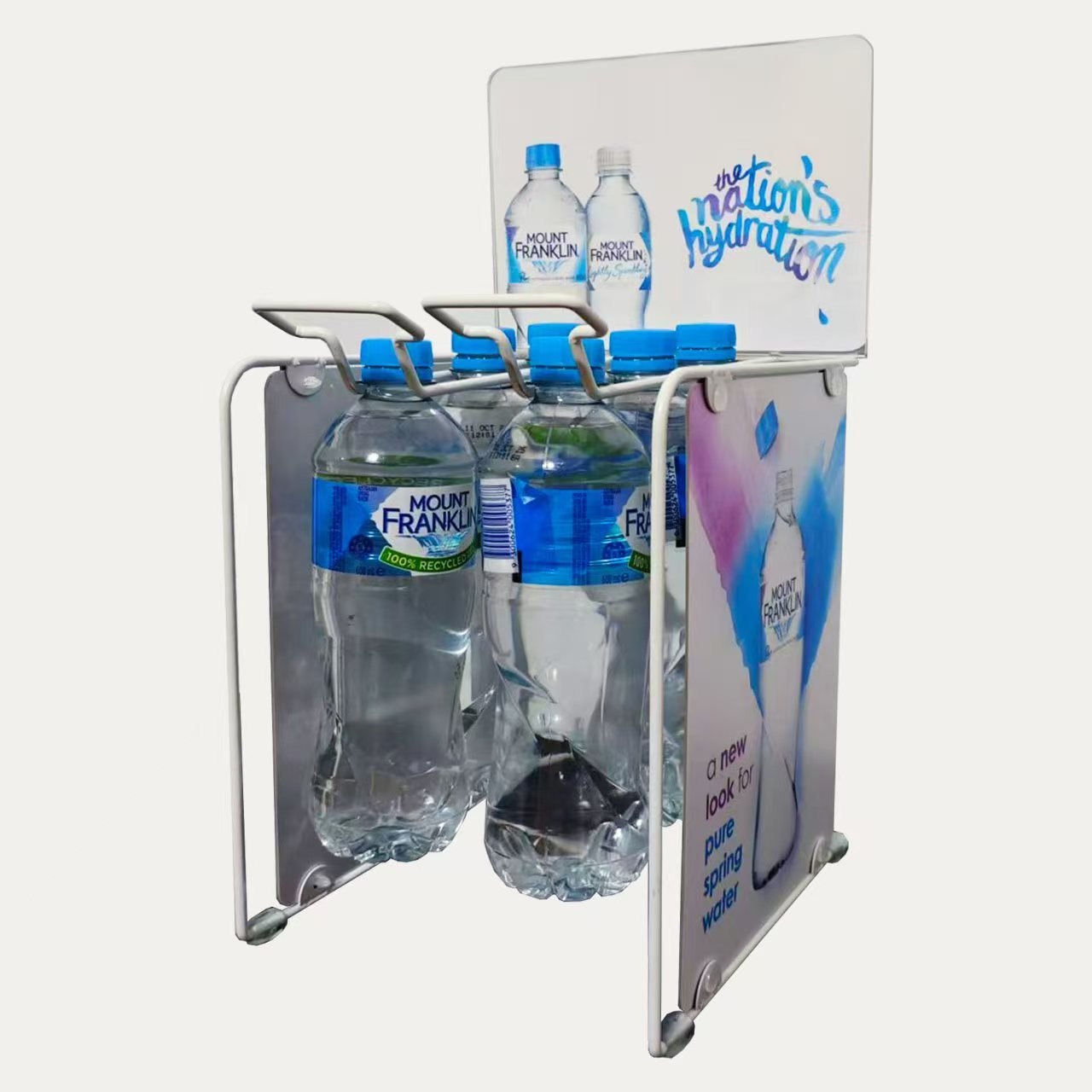 Mineral Water Advertising Display Stand Iron Wire Drinking Bottle Racks Beverage Metal Shelf for Counter Top for Retail