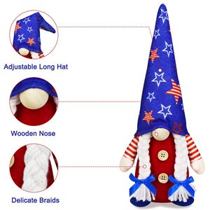 Decorazioni per bambole Rudolph Peak giorno dell'indipendenza americana 4 ° <span class=keywords><strong>July</strong></span> Gnomes decorazioni per feste