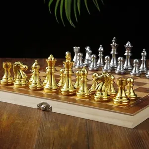 AYPC Metallschachset Acryl 4,25'' Überzug Gold Silber faltbare Holzkiste Schachspiele exportiert für internationale Wettkämpfe