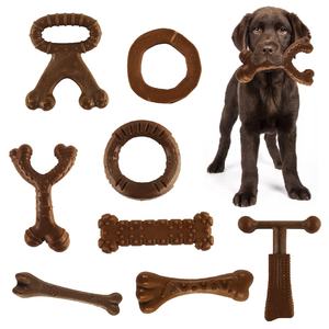 Produsen bentuk kustom tahan lama 4 buah Mainan Gigit anjing tulang garpu kayu tulang plastik untuk anak anjing kecil sedang besar penggunaan sehari-hari hadiah - Product Image 6