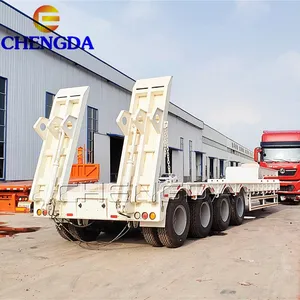 Low Price Factory Sale Durable Heavy Loading 4 Axles Lowbed Semi Trailer