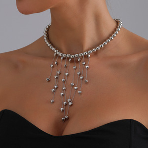 Sweet Cool Hot Girl INS Style Heart Tassel Light Luxury Fashion Metallic Y2K <b>Necklace</b> for Women - Product Image 4