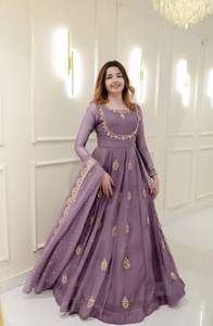 Nouvelle collection de robes Anarkali en georgette avec broderie et sequins, costume Anarkali pour femmes, tenue de soirée - Product Image 3