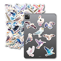 56 autocollants en vinyle imperméables à l'eau, motif mouette de dessin animé, oiseaux volants, oiseaux blancs d'océan, style graffiti, pour décoration sur le thème des animaux