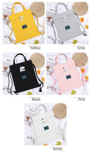 OEM personalizado bolso de compras al por mayor de algodón cordón mochila con bolsillo dibujar cadena bolso para dama - Product Image 6