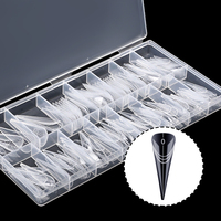 Faux Ongles Professionnels Droits et Pointus en Acrylique, Capsules d'Extension des Ongles en Gel UV, Double Forme pour Ongles