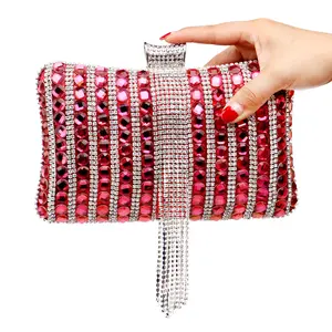 Usine en gros personnalisé luxe paillettes cristal sac de soirée femme fête strass sac à main femmes mode diamant pochette