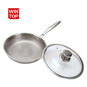 Venta caliente al por mayor 20/24/28cm sartén física sin recubrimiento <span class=keywords><strong>3</strong></span> capas Tri-ply titanio acero inoxidable 8/10/12 pulgadas sartén utensilios de cocina - Product Image 1