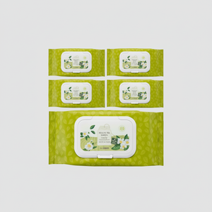 The Saem Healing Tea Garden Lingettes Nettoyantes Parfumées au Thé Vert 60 Lingettes 5 Paquets Prix Réduit - Product Image 1